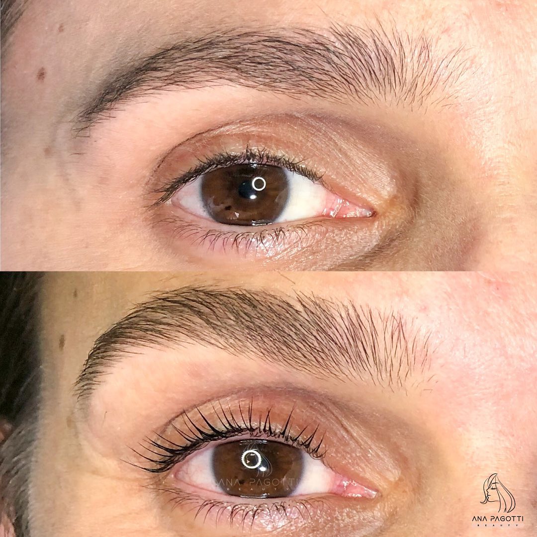Design de sobrancelha e cílios com lash lifiting